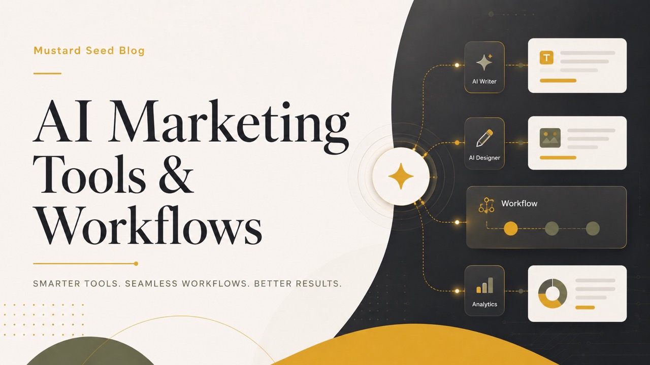 Illustration representing AI marketing tools and workflows