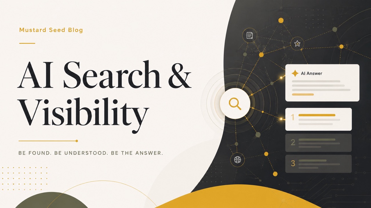 Illustration representing AI search and visibility