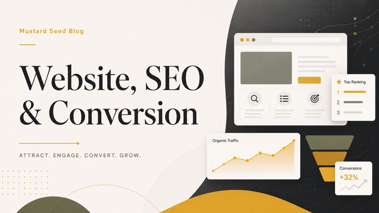 Illustration representing website design, SEO, and conversion